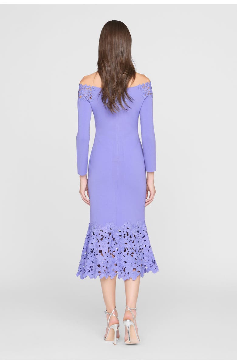 Theia Sia Knit And Lace Midi Dress, Alternate, color, Deep Periwinkle