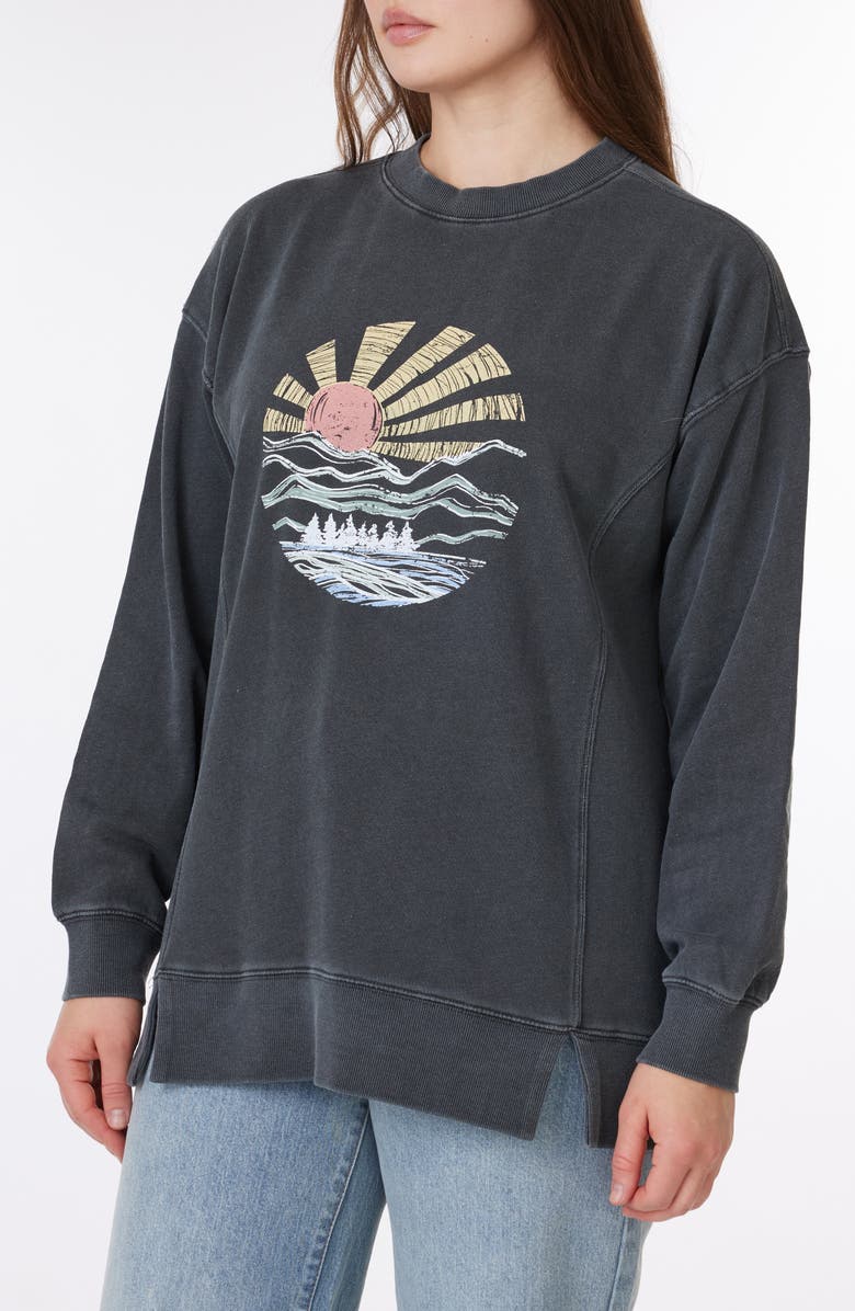 C & C California Maise High Low Sweatshirt, Alternate, color, Mountain Sun- Black Sand