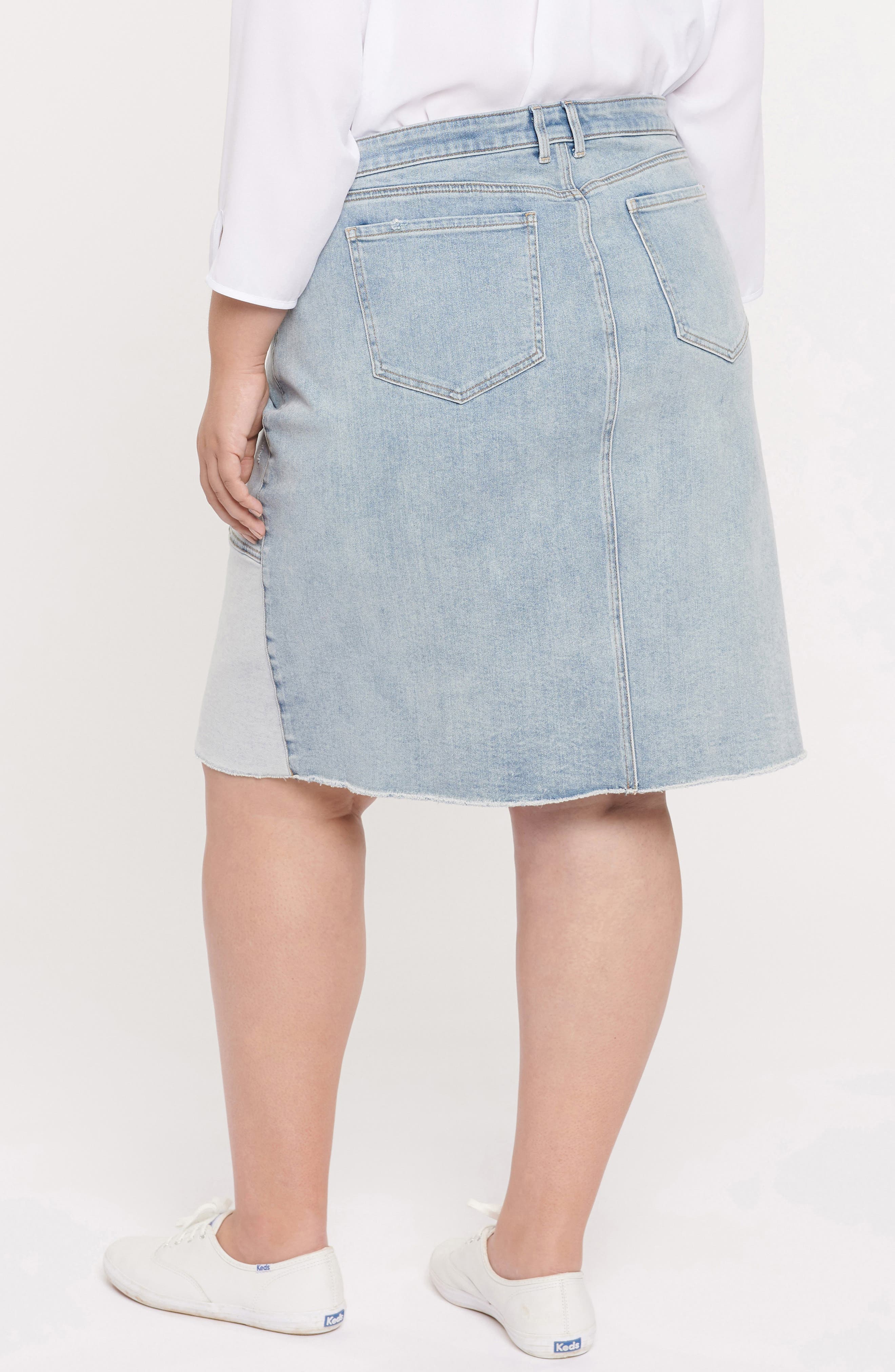 Frayed Denim Pencil Skirt - image 2