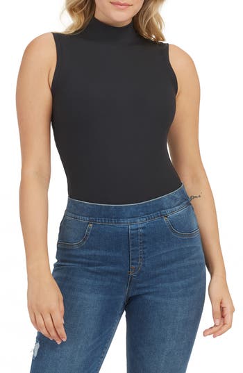 Spanx Suit Yourself Ribbed Mock Neck Sleeveless Smoother Bodysuit