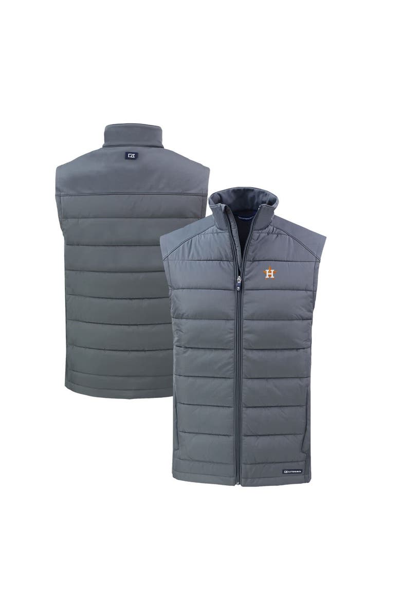 Cutter & Buck Men's Cutter & Buck Gray Houston Astros Evoke Hybrid Eco Softshell Recycled Full-Zip Vest, Main, color, 