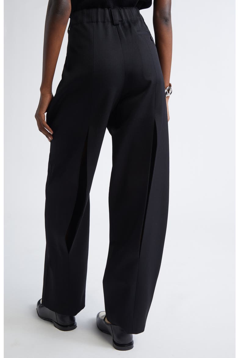 Slashed Double Pleat Wool Grain de Poudre Pants, Alternate, color, BLACK