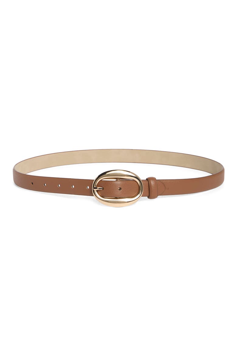 Oval Center Bar Buckle Belt, Main, color, BROWN