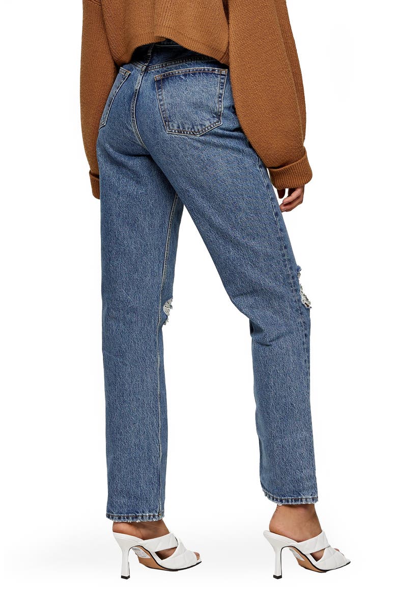 Ripped Dad Jeans, Alternate, color, MID DENIM