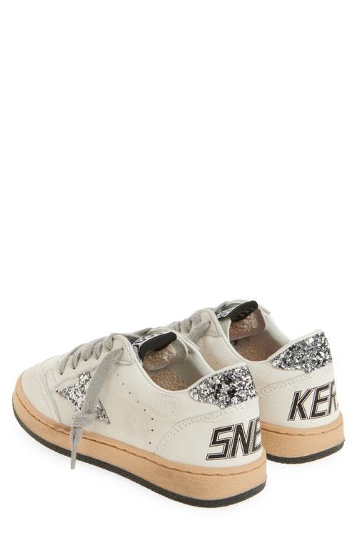 Golden Goose Ball Star Leather Sneakers In White/silver