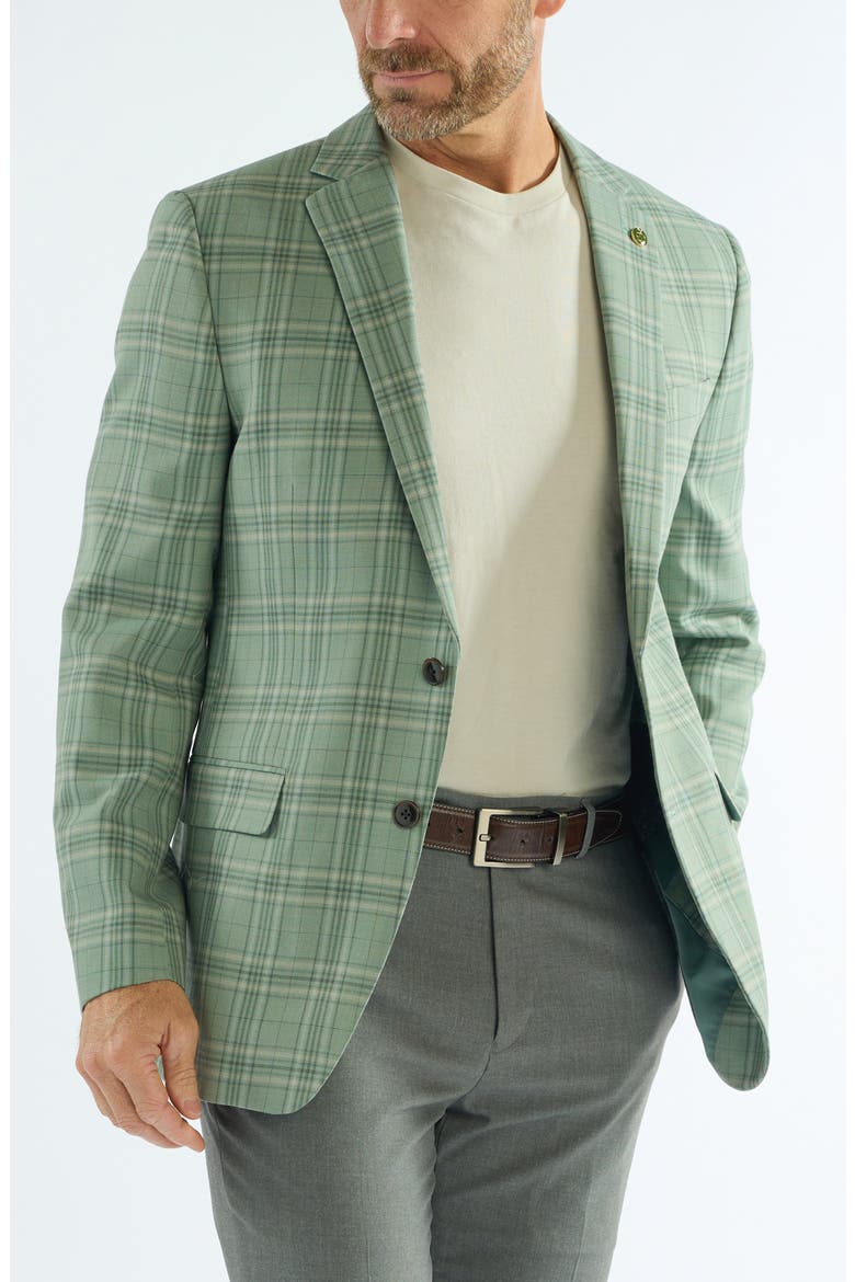 Plaid Wool Blend Sport Coat, Alternate, color, OLIVE