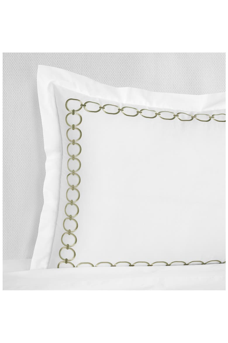 Catena Cotton Percale Boudoir Pillow Sham, Main, color, WHITE/ WILLOW
