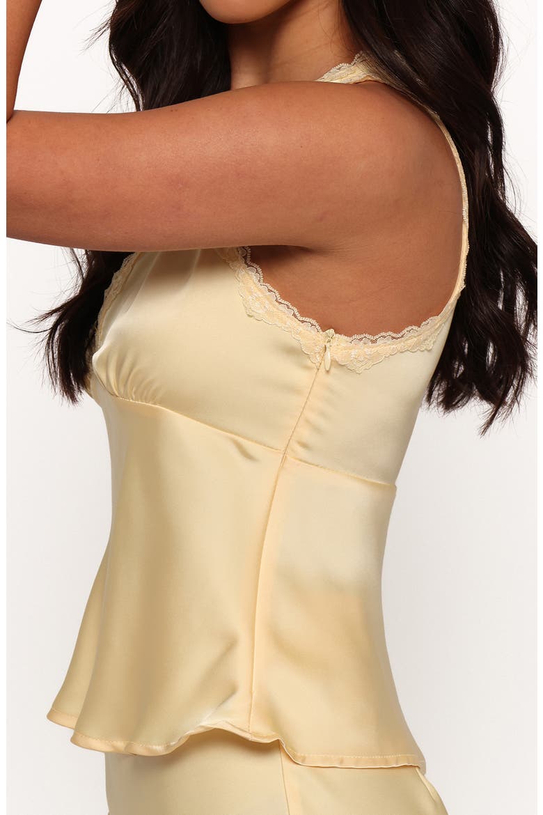 Kelso Lace Trim Satin Tank, Alternate, color, LEMON