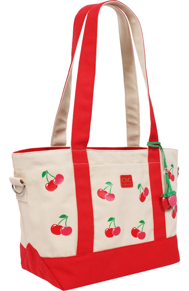 C & C California Cherry Print Tote Bag, Alternate, color, Red