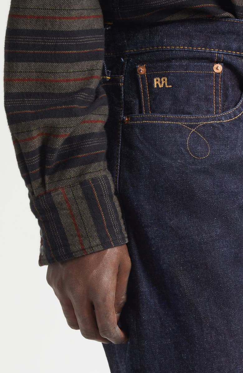 Double RL Slim Bootcut East-West Selvedge Jeans, Alternate, color, East/ West Rinse