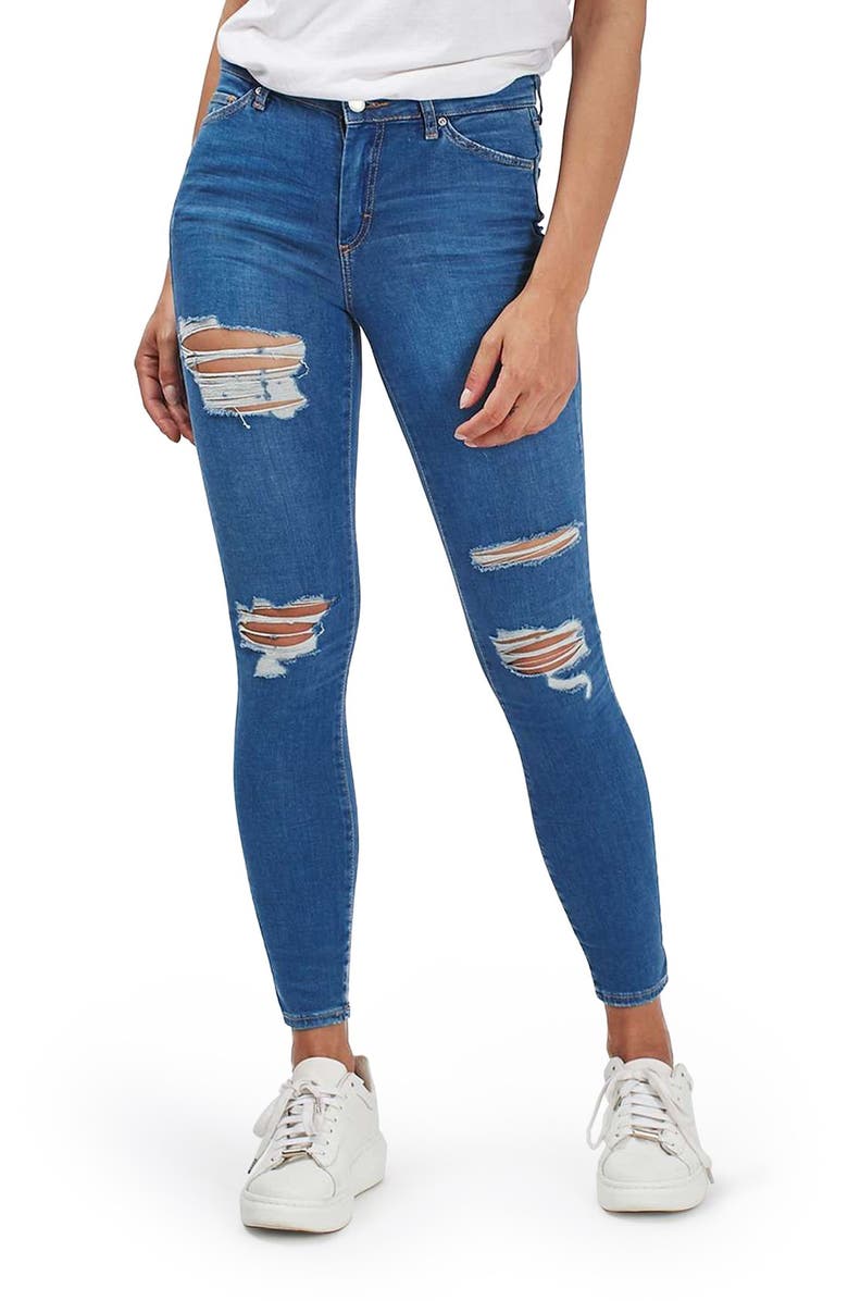 Topshop Moto Leigh Super Ripped Ankle Skinny Jeans, Main, color,