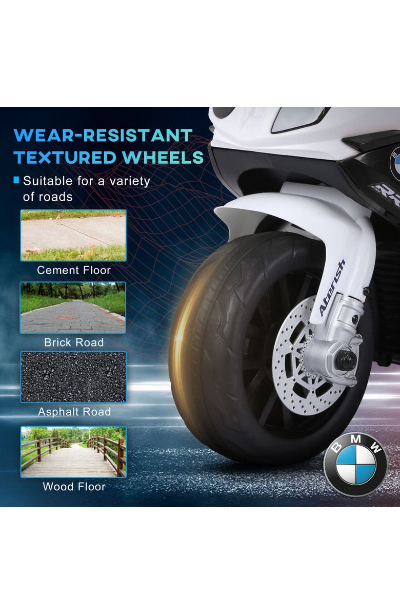 Aosom 6V Licensed BMW Ride On Motorcycle with Headlight, Music, Alternate, color, Black