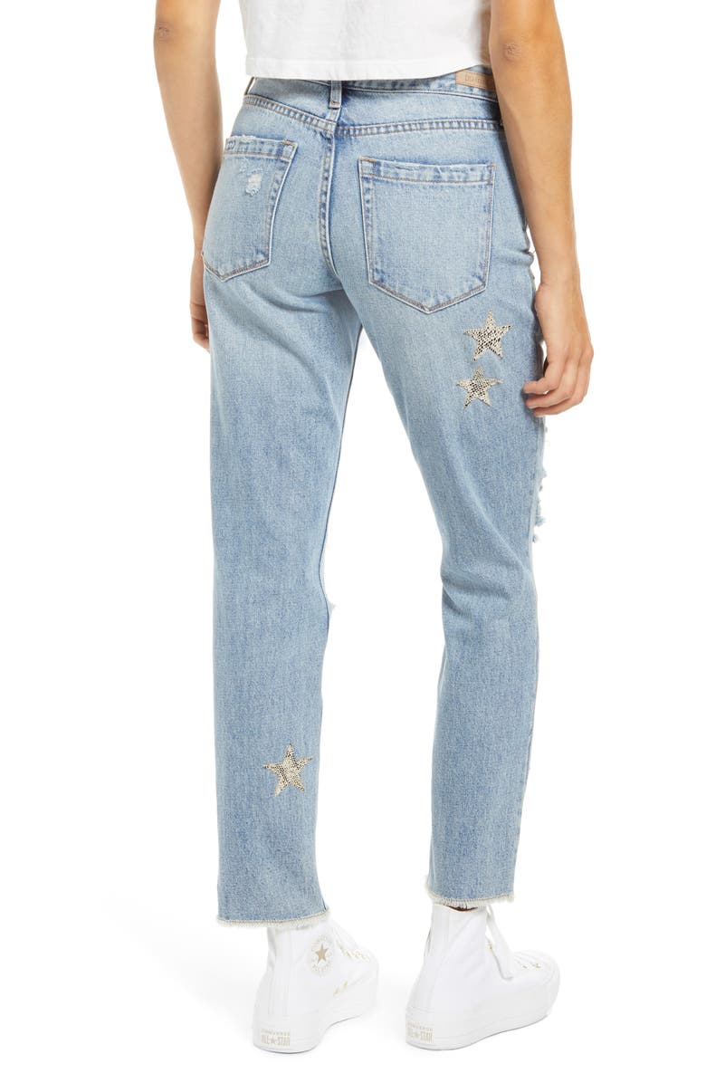 BLANKNYC Snake Star Patch Crop Jeans, Alternate, color,