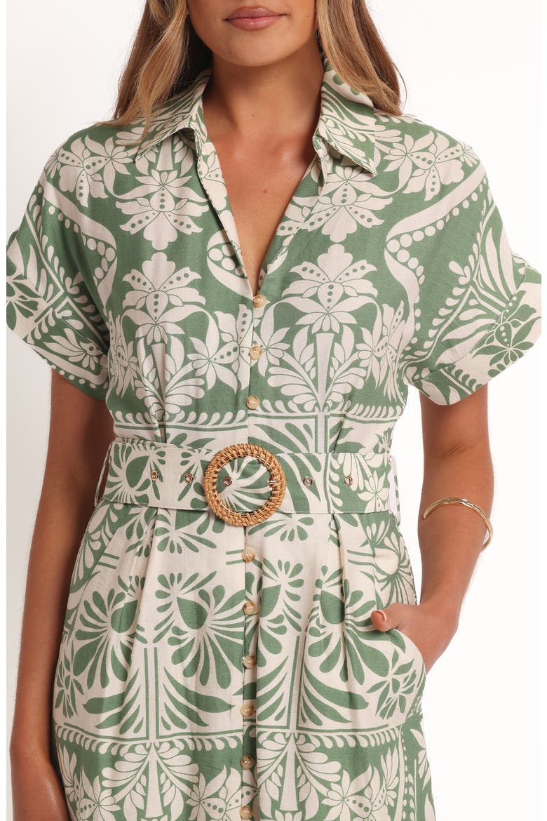Preston Print Button-Up Midi Dress, Alternate, color, GREEN FLORAL