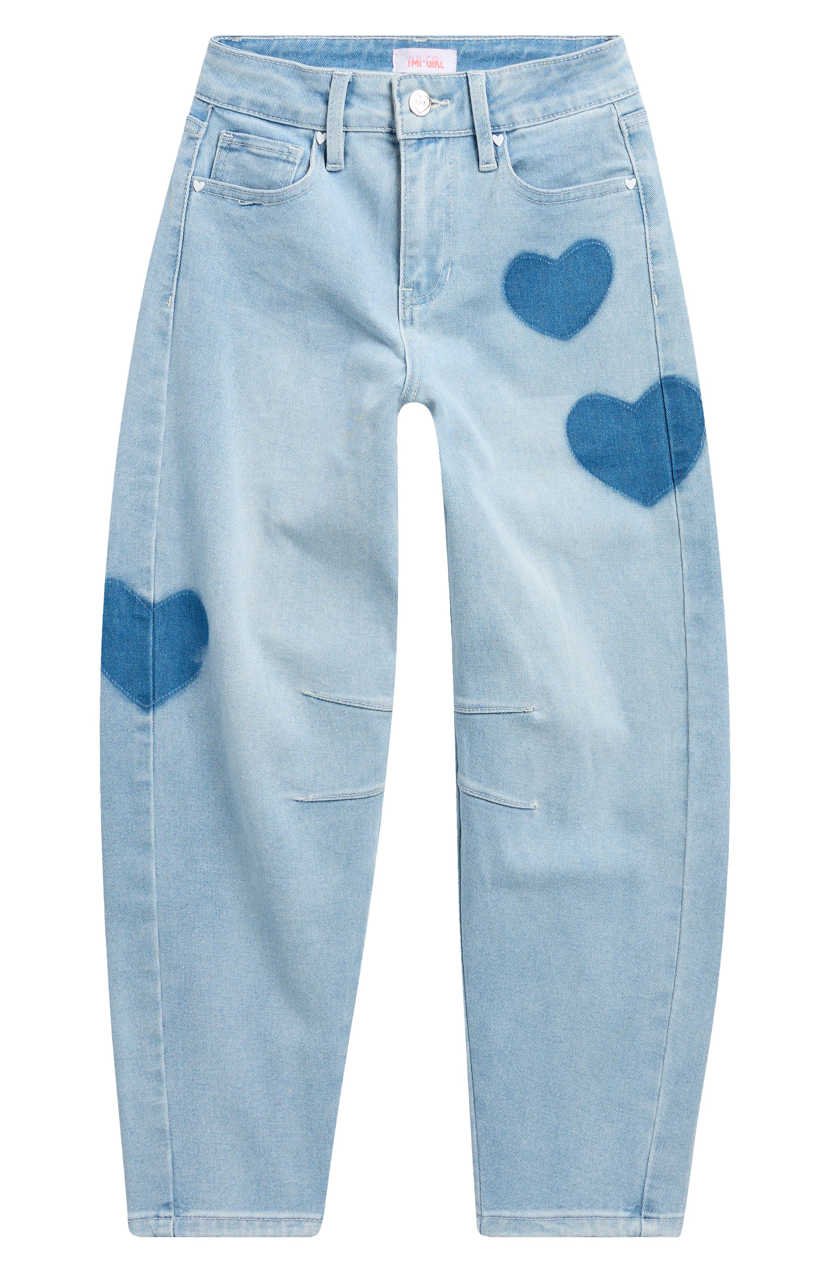YMI Kids' Heart Patch Barrel Leg Jeans