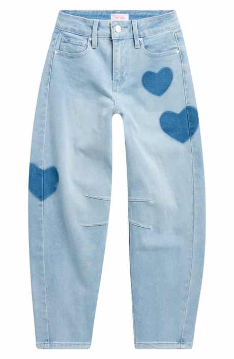 YMI Kids' Heart Patch Barrel Leg Jeans