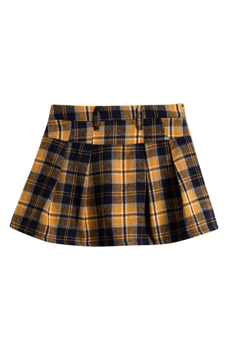 Tractr Kids' Pleated Skirt with Shorts Liner, Alternate, color, Brown Blue Plaid