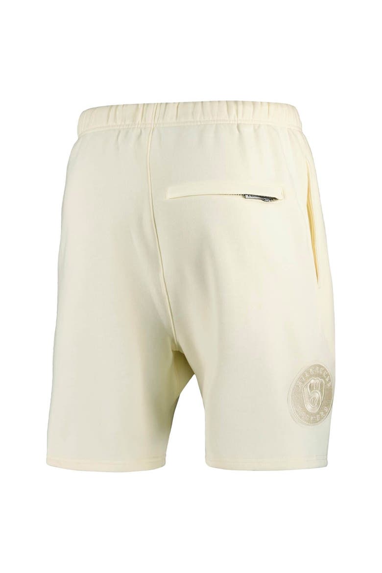 Men's Pro Standard Cream Milwaukee Brewers Neutral Fleece Shorts, Alternate, color, Cream