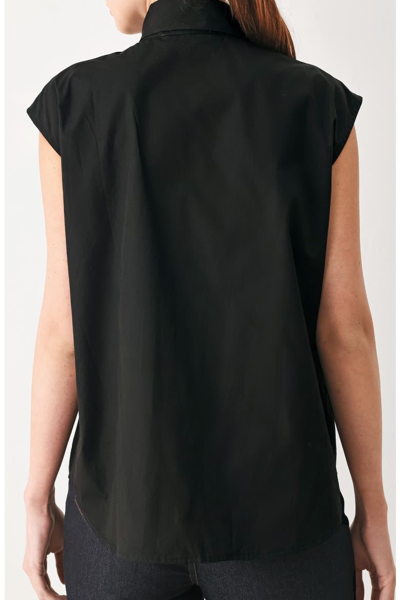 Tie Neck Sleeveless Cotton Shirt, Alternate, color, BLACK