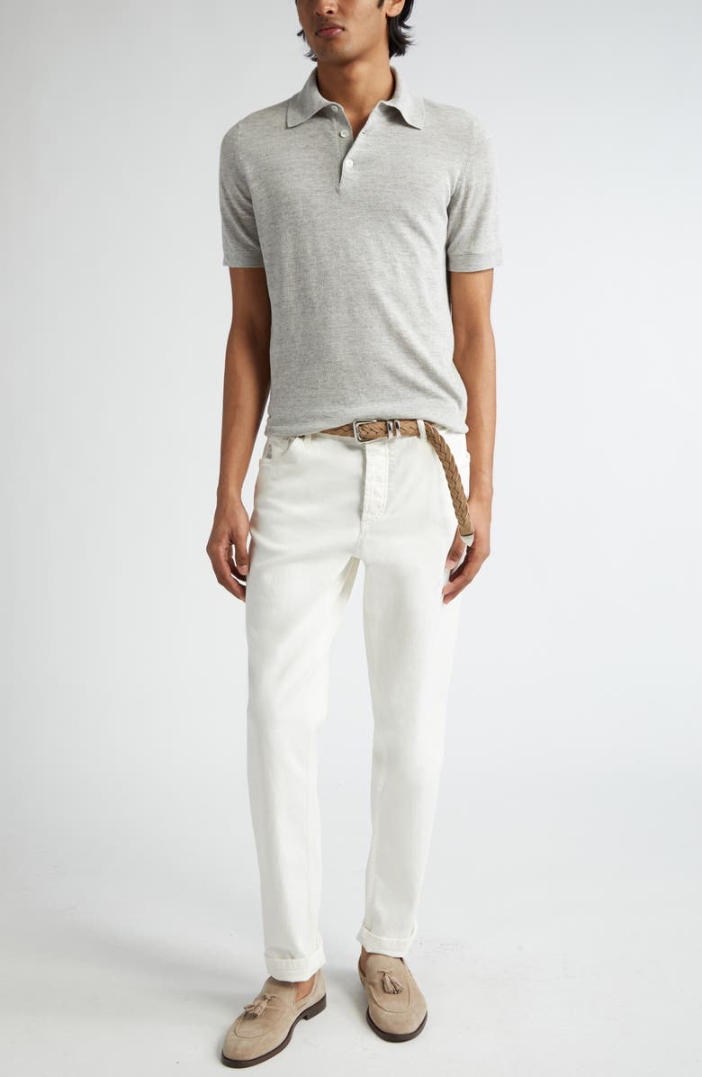 Brunello Cucinelli Linen & Cotton Short Sleeve Polo, Alternate, color, 