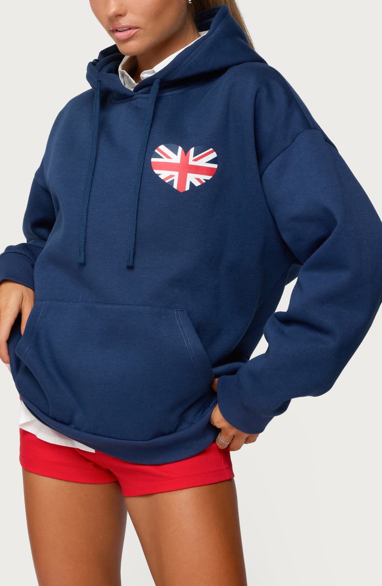 EDIKTED Love London Oversize Hoodie, Alternate, color, Navy