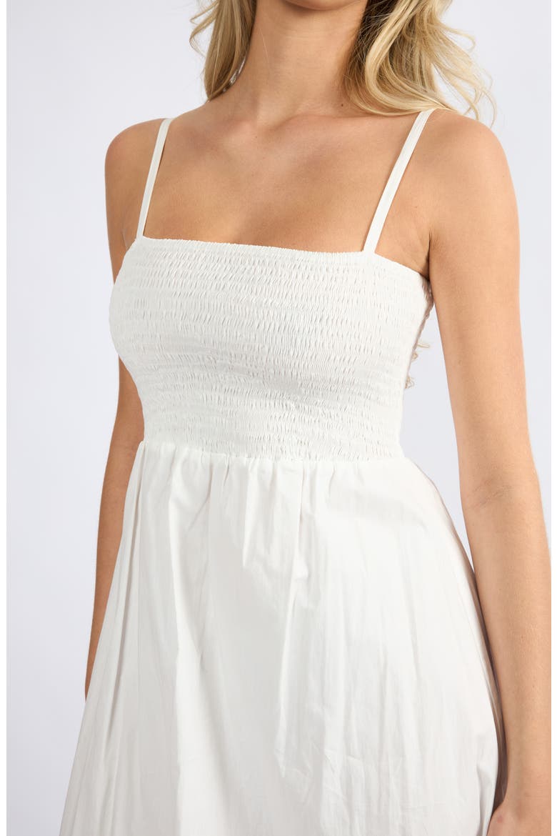 Cove Smocked Bodice Cotton Maxi Sundress, Alternate, color, WHITE