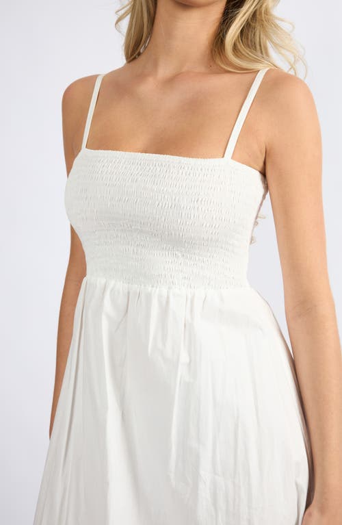 Viens Avec Moi Cove Smocked Bodice Cotton Maxi Sundress In White