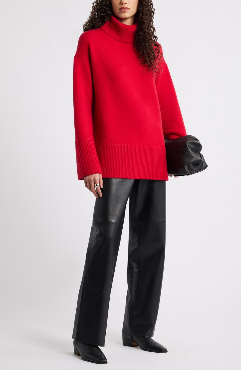 Nordstrom Wool & Cashmere Turtleneck Sweater, Alternate, color, Red Lychee