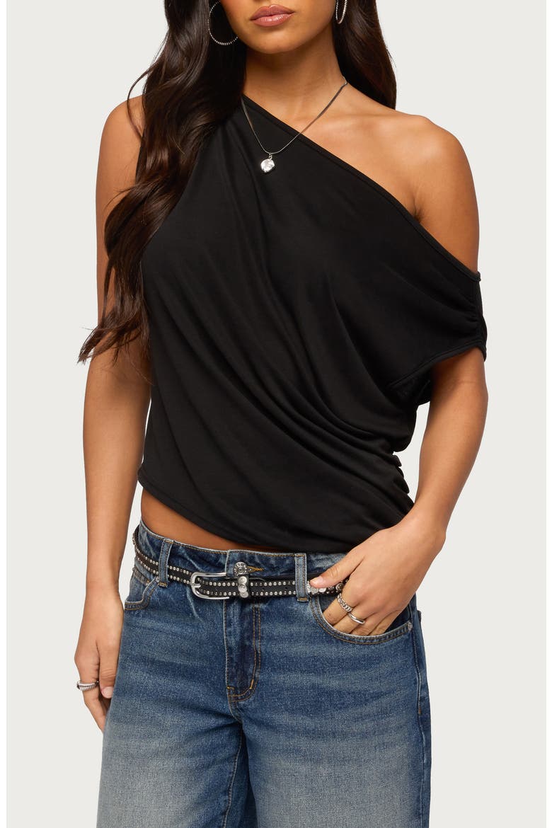 Ofelia One-Shoulder Asymmetric Top, Main, color, BLACK