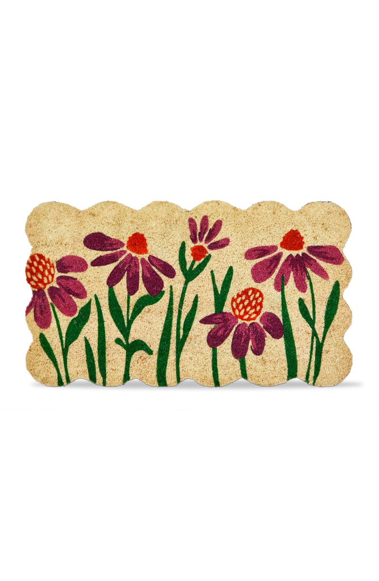 tag Scallop Coneflower Non-Slip Coir Mat Multi Coir Everyday, Main, color, Brown