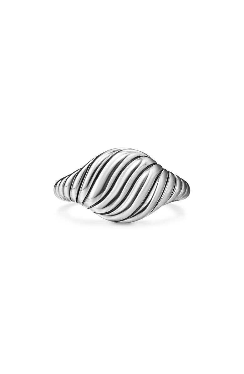 David Yurman Sculpted Cable Pinky Ring in Sterling Silver, 10mm, Alternate, color, Sterling Silver