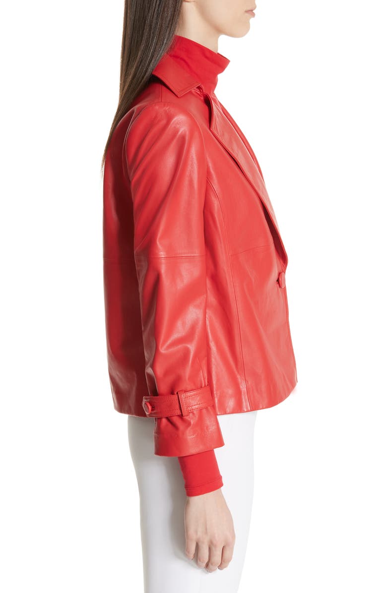 St. John Collection Luxe Nappa Leather Jacket, Alternate, color,
