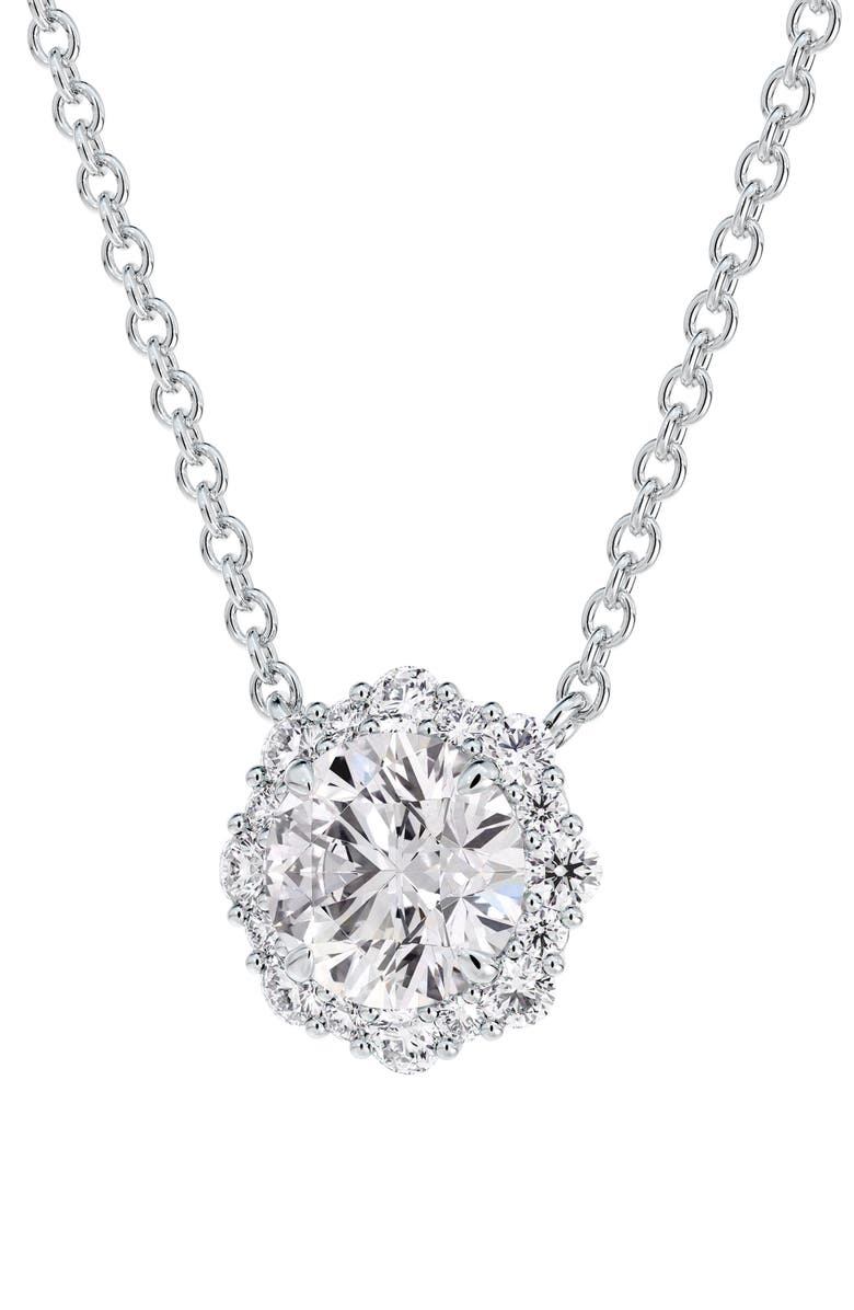 De Beers Forevermark Center of My Universe<sup>®</sup> Floral Halo Diamond Pendant Necklace, Alternate, color, 