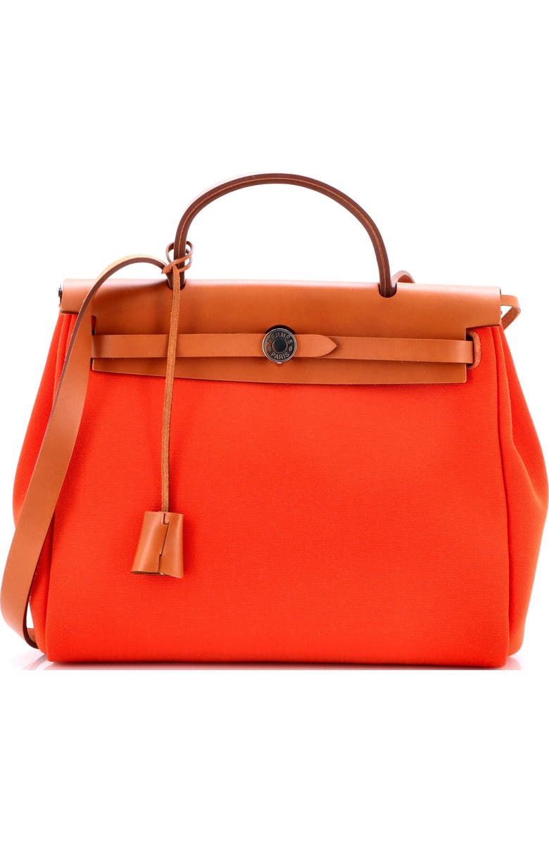 Pre-Owned Hermes Herbag Zip Leather and Toile 31, Main, color, Capucine