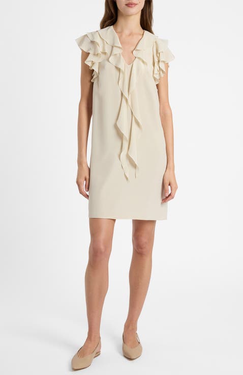 Denise Silk Ruffle Shift Dress
