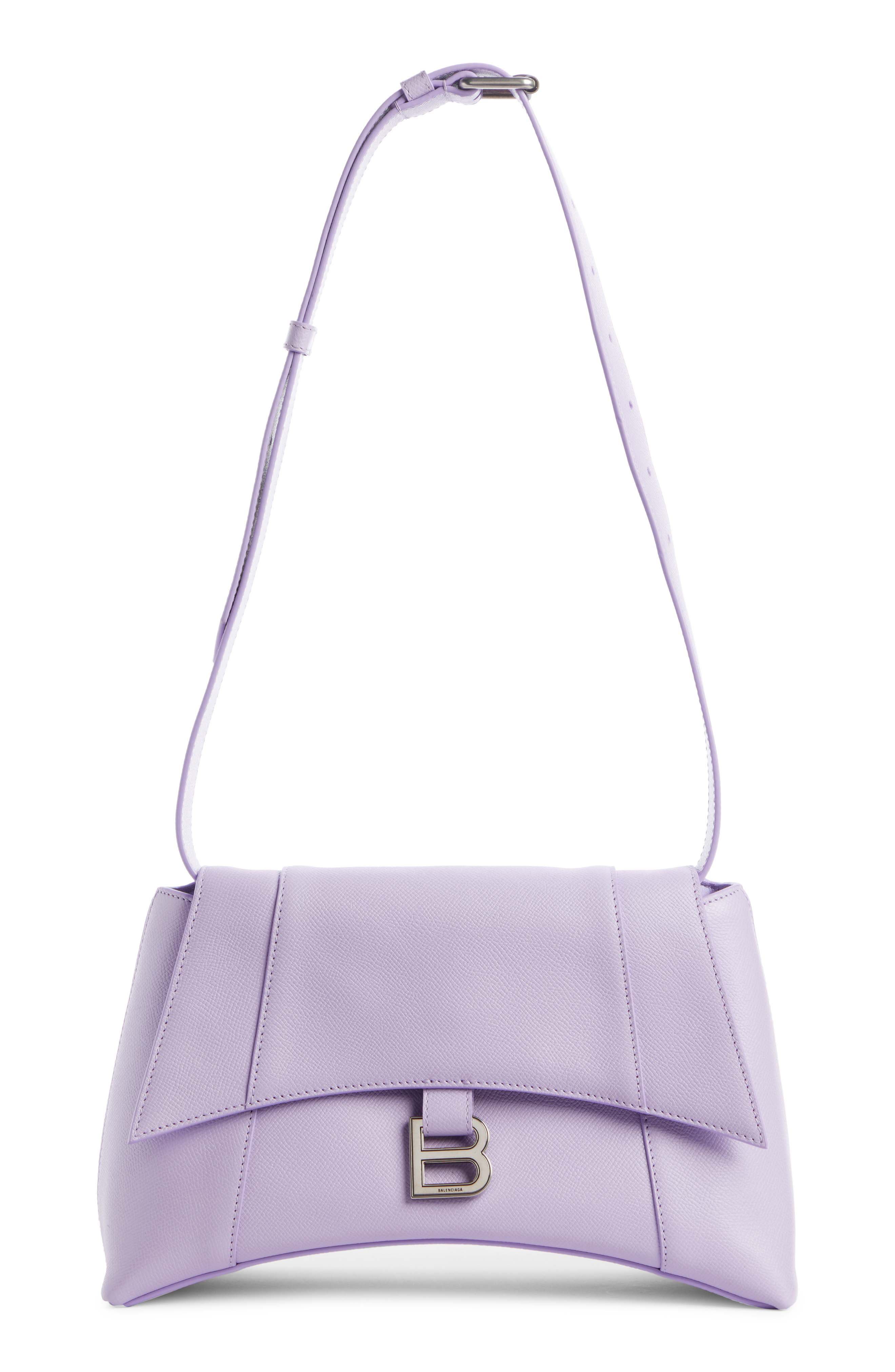 Soft Hourglass Calfskin Leather Shoulder Bag, Main, color, LILAC