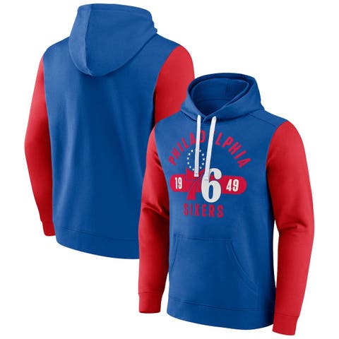 Men's Fanatics Branded Royal/Red Philadelphia 76ers Big & Tall Bold Attack Pullover Hoodie