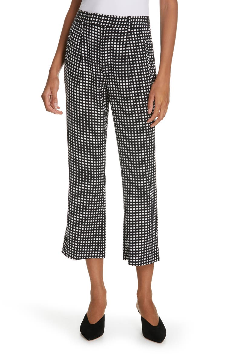 Bergen Check Crop Pants, Main, color, TRUE BLACK NATURAL WHITE