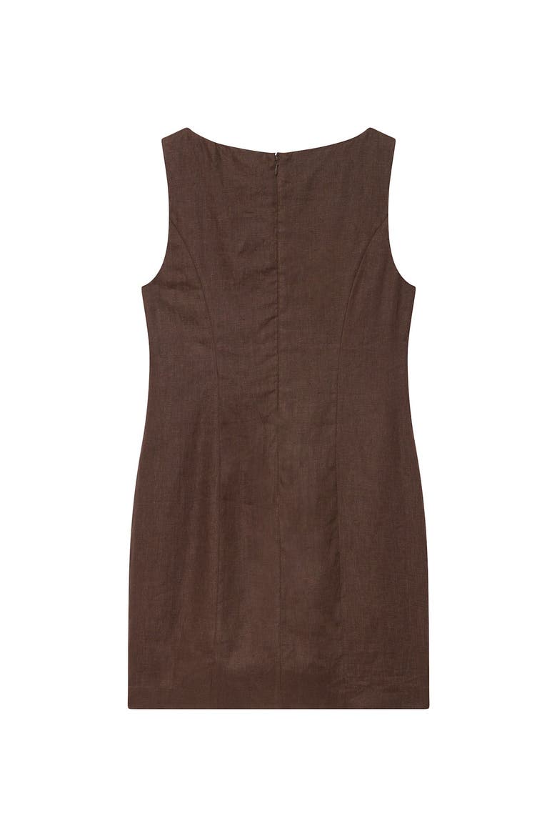 Linen Beaded Mini Dress, Alternate, color, Brown