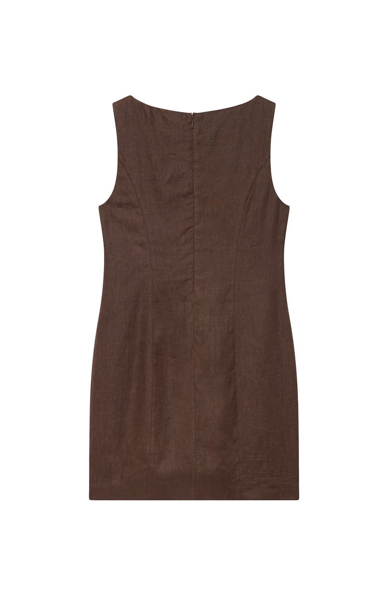 MINT VELVET Linen Beaded Mini Dress, Alternate, color, Brown