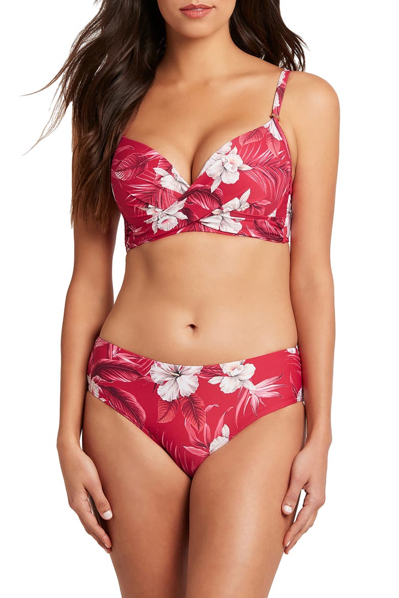 Floral Bikini Bottoms, Alternate, color, RED