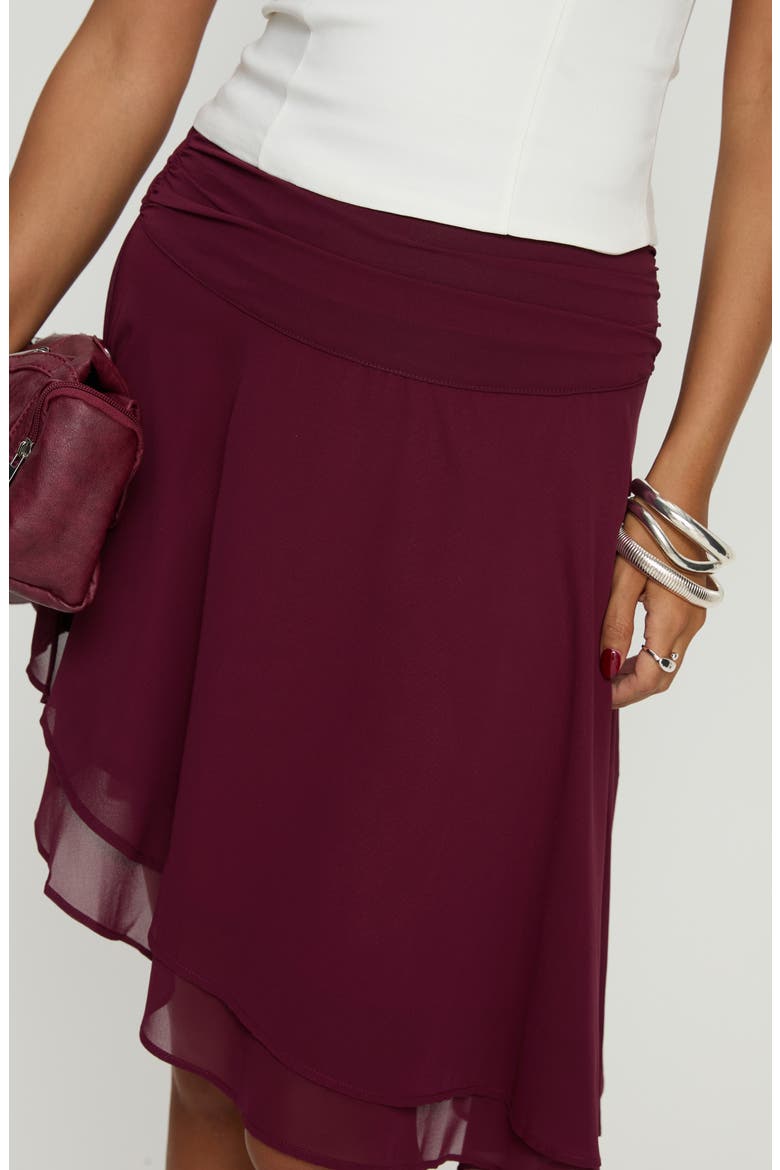 Evanescence Asymmetric Midi Skirt, Alternate, color, CHERRY