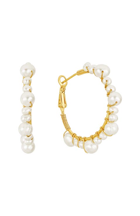 Marin Pearl Wrapped Hoop Earrings