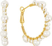 Untamed Petals Marin Pearl Wrapped Hoop Earrings