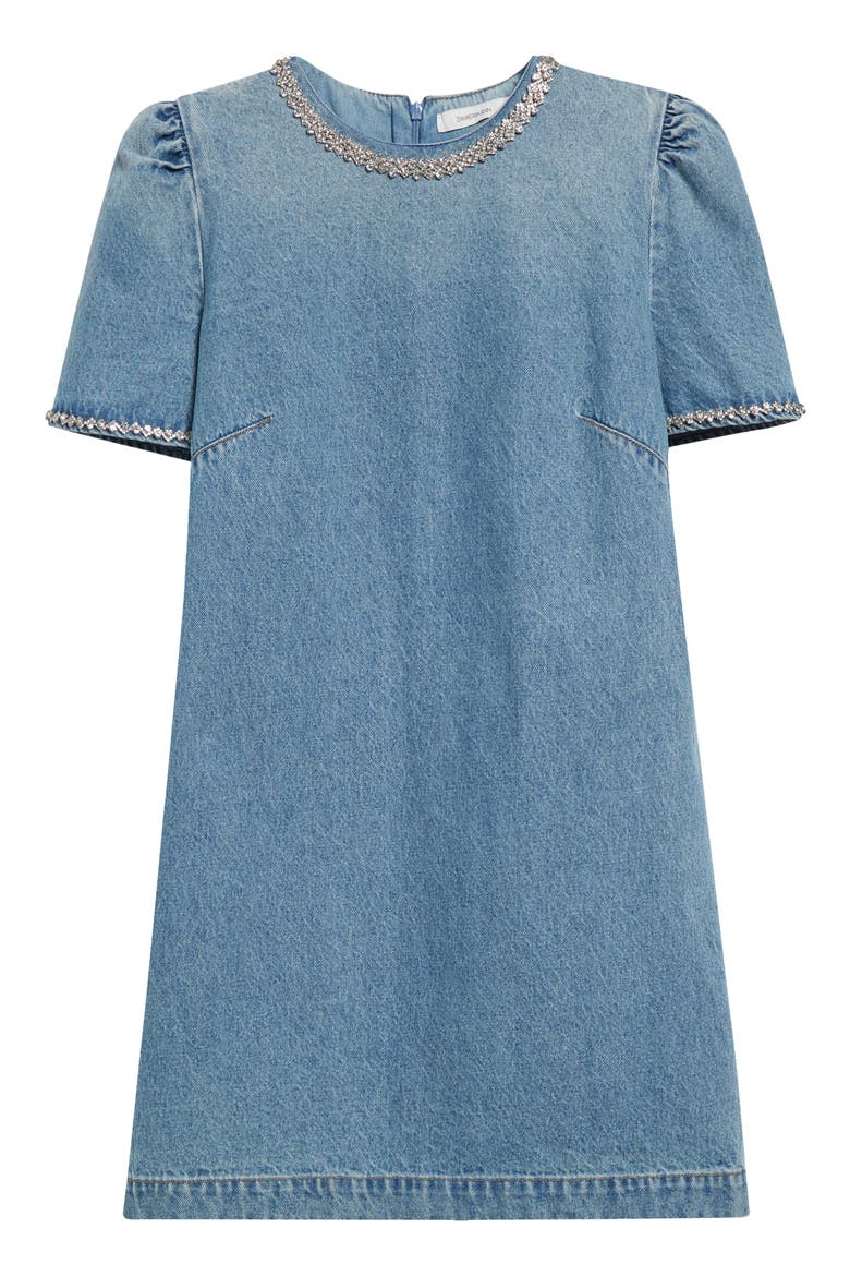 Crystal Embellished Denim Minidress, Alternate, color, BLUE MOON