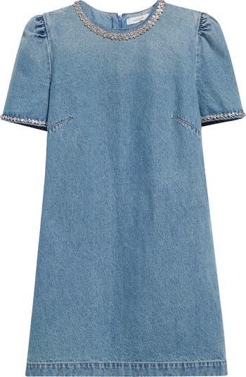 Zimmermann Crystal Embellished Denim Minidress | Nordstrom