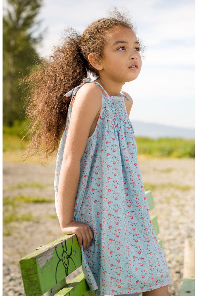 Betty Girls Smocked Strap Dress, Alternate, color, Blue