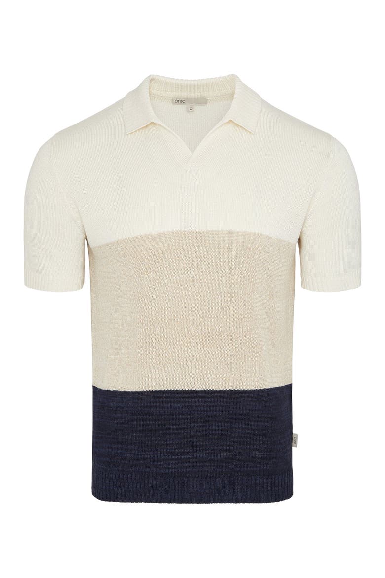 Silk Linen Short Sleeve Johnny Polo, Alternate, color, Melange