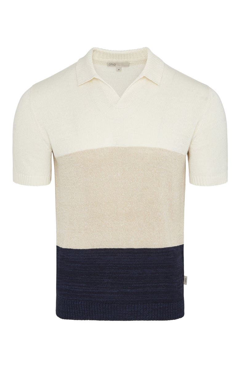 Onia Silk Linen Short Sleeve Johnny Polo, Alternate, color, 