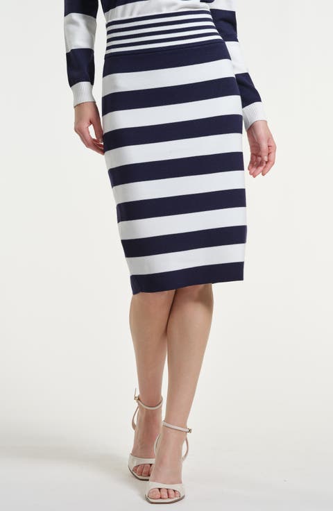 Mixed Stripe Knit Skirt
